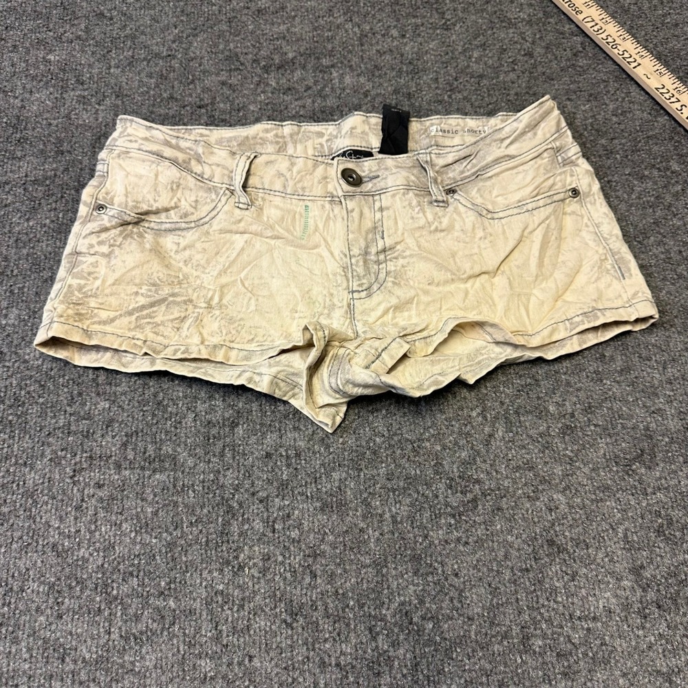 Wet Seal Shorts Womens Size 5 Tan Acid Wash Low Rise Denim Stretch Casual Summer